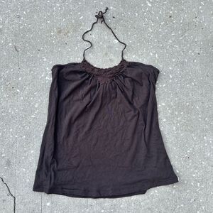Vintage Brown Gap Halter Top // crochet y2k halter 2000s